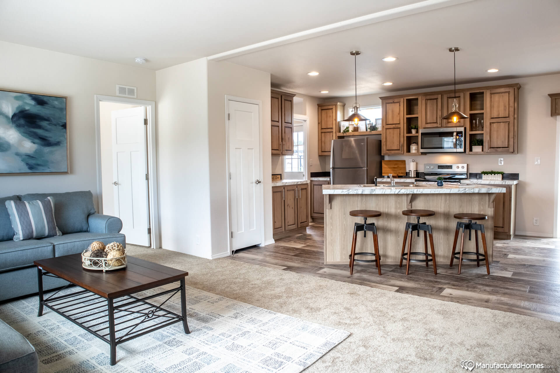 Cavco Nampa manufactured home living room and kitchen